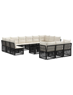 Set Divano da Giardino 14 pz Nero polyrattan 2