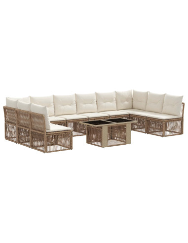 Set Divano da Giardino 11 pz Beige polyrattan