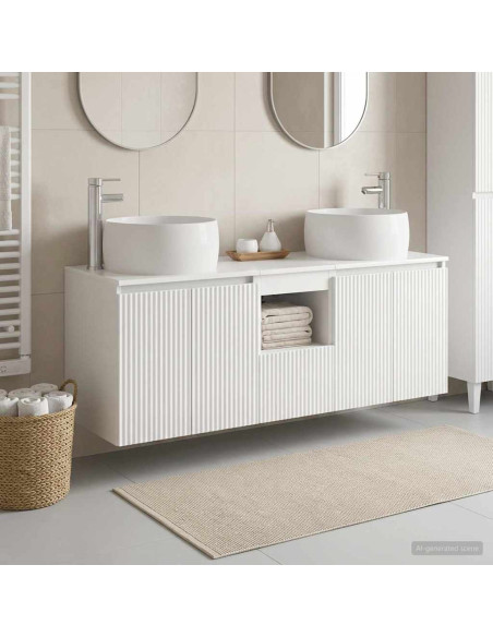 Set di Armadi da Bagno 3 pz Bianco Lucido 49,5 x 44,5 x 66 cm