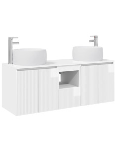 Set di Armadi da Bagno 3 pz Bianco Lucido 49,5 x 44,5 x 66 cm 2
