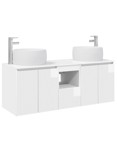 Set di Armadi da Bagno 3 pz Bianco Lucido 49,5 x 44,5 x 66 cm