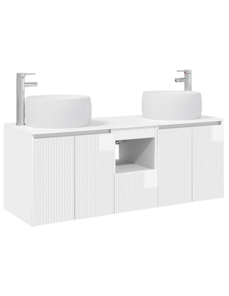 Set di Armadi da Bagno 3 pz Bianco Lucido 49,5 x 44,5 x 66 cm