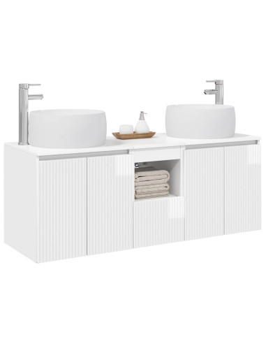 Set di Armadi da Bagno 3 pz Bianco Lucido 49,5 x 44,5 x 66 cm