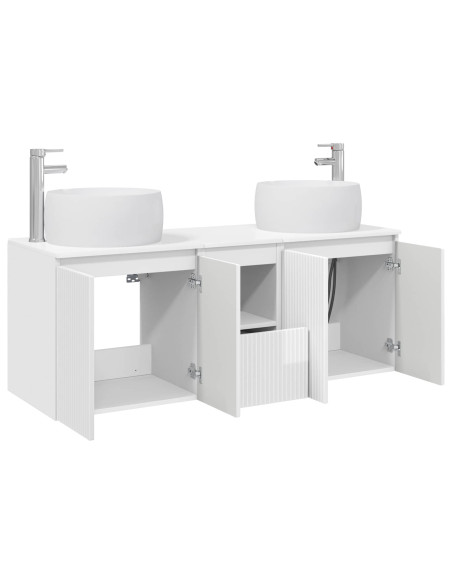 Set di Armadi da Bagno 3 pz Bianco Lucido 49,5 x 44,5 x 66 cm
