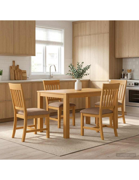 Set da pranzo 5 pz Grigio Legno di Quercia Massello