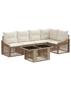 Set Divano da Giardino 6 pz Beige e Bianco Crema polyrattan 2