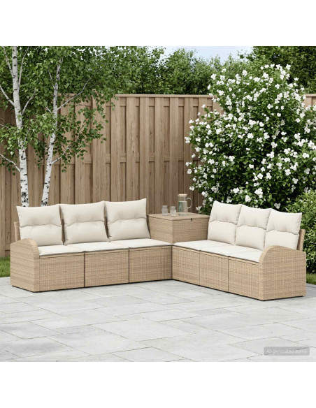 Set di divani 7 pz Beige e Bianco Crema