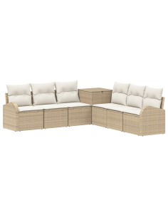 Set di divani 7 pz Beige e Bianco Crema 2