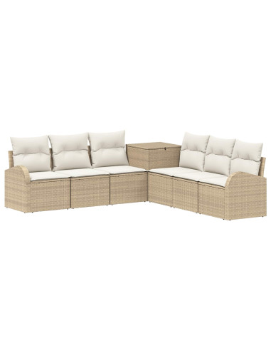 Set di divani 7 pz Beige e Bianco Crema