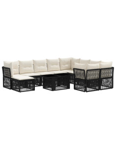 Set Divano da Giardino 11 pz Nero polyrattan 2