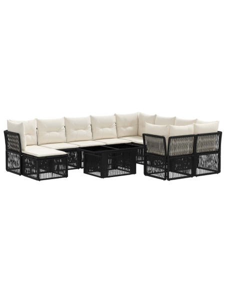 Set Divano da Giardino 11 pz Nero polyrattan