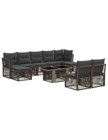 Set Divano da Giardino 10 pz Grigio polyrattan