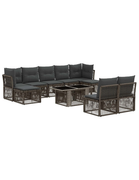 Set Divano da Giardino 10 pz Grigio polyrattan