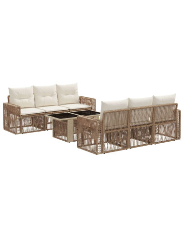Set Divano da Giardino 7 pz Beige e Bianco Crema polyrattan