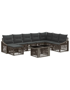 Set Divano da Giardino 9 pz Grigio e Grigio Scuro polyrattan 2