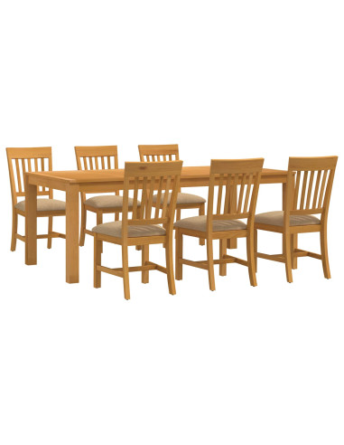 Set da pranzo 7 pz Beige Legno di Quercia Massello