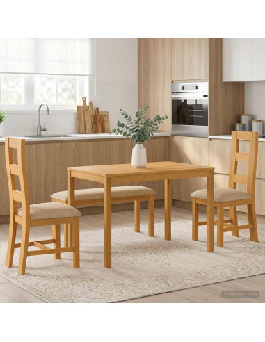 Set da pranzo 4 pz Beige Legno di Quercia Massello