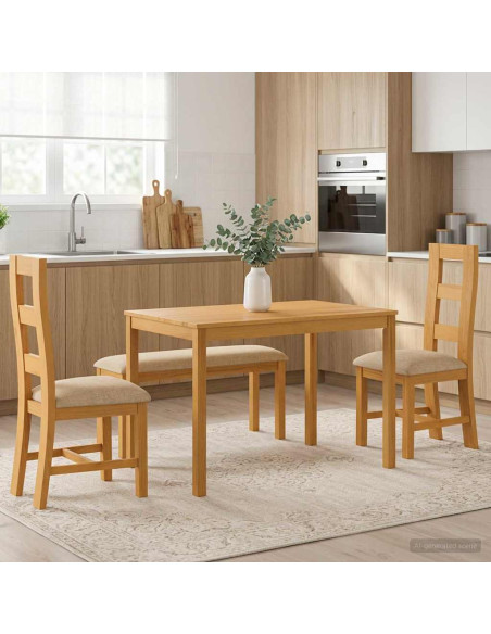 Set da pranzo 4 pz Beige Legno di Quercia Massello