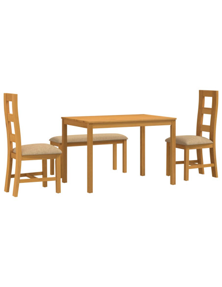 Set da pranzo 4 pz Beige Legno di Quercia Massello