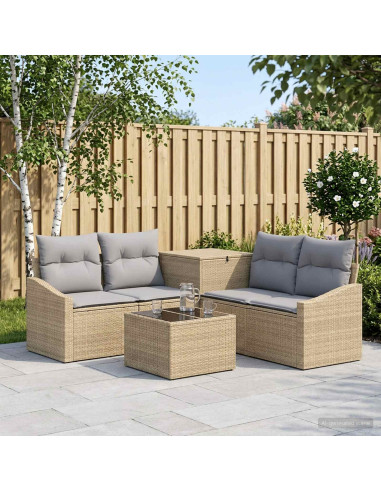 Set di divani 6 pz Beige e Grigio Chiaro