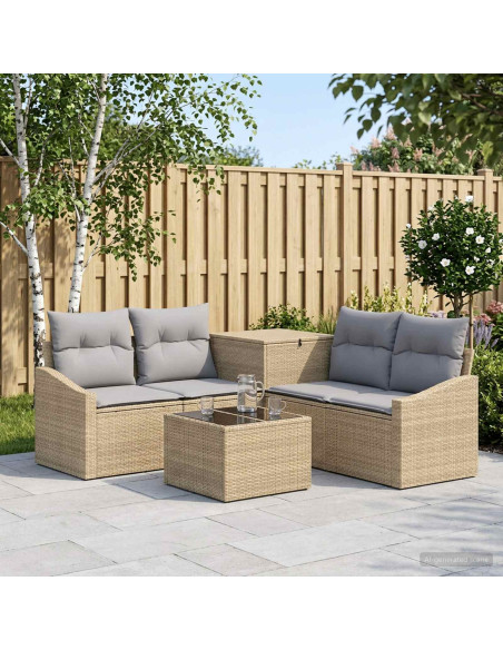 Set di divani 6 pz Beige e Grigio Chiaro