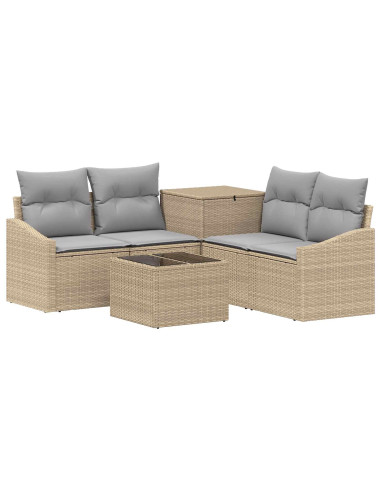Set di divani 6 pz Beige e Grigio Chiaro