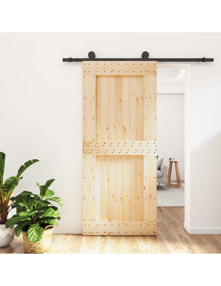 Porta scorrevole Naturale e Nero 90 x 210 cm
