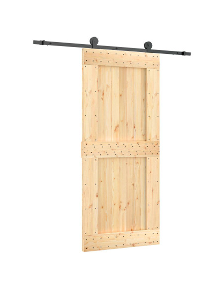 Porta scorrevole Naturale e Nero 90 x 210 cm