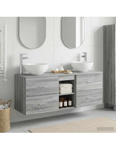 Set di Armadi da Bagno 3 pz Sonoma grigio 49,5 x 35 x 63 cm