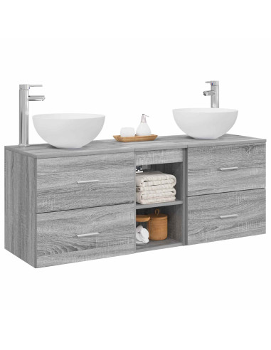 Set di Armadi da Bagno 3 pz Sonoma grigio 49,5 x 35 x 63 cm