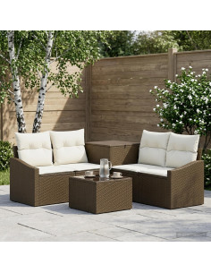 Set di divani 6 pz Marrone e Bianco Crema