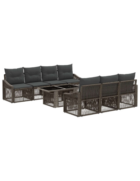 Set Divano da Giardino 8 pz Grigio e Grigio Scuro polyrattan
