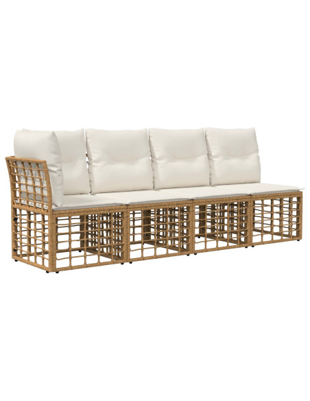 Set Divano da Giardino 8 pz Naturale e Bianco Crema polyrattan
