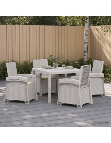 Set da Pranzo per Giardino 5 pz Bianco e Crema PP