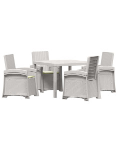 Set da Pranzo per Giardino 5 pz Bianco e Crema PP 2