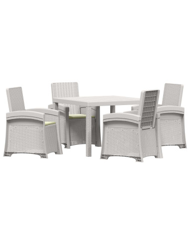 Set da Pranzo per Giardino 5 pz Bianco e Crema PP
