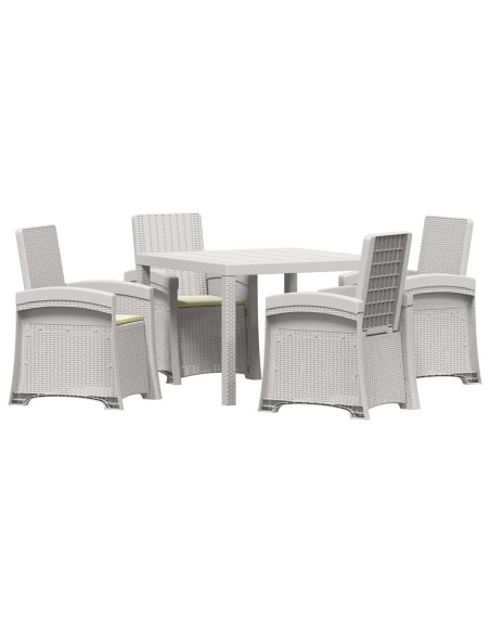 Set da Pranzo per Giardino 5 pz Bianco e Crema PP