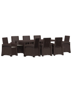 Set da Pranzo per Giardino 9 pz Marrone e Grigio Chiaro PP 2