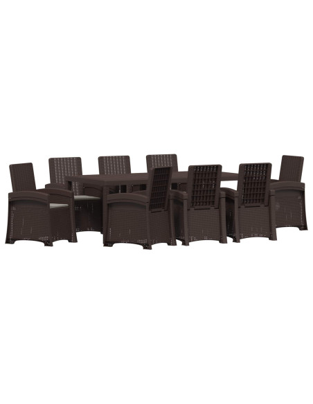 Set da Pranzo per Giardino 9 pz Marrone e Grigio Chiaro PP