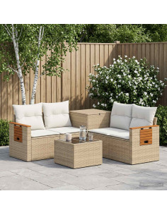 Set di divani 6 pz Beige e Bianco Crema