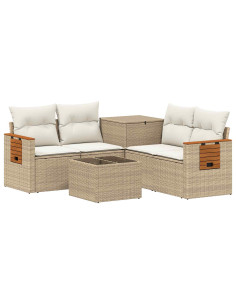 Set di divani 6 pz Beige e Bianco Crema 2