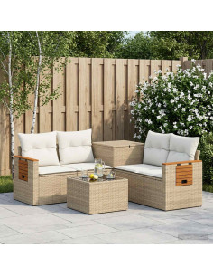 Set di divani 6 pz Beige e Bianco Crema