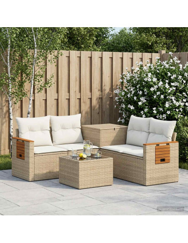 Set di divani 6 pz Beige e Bianco Crema