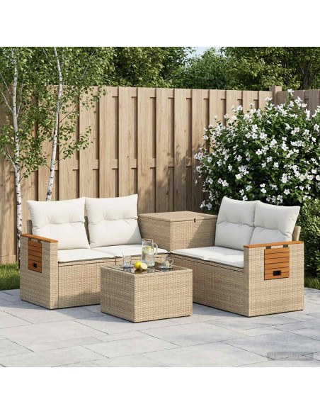 Set di divani 6 pz Beige e Bianco Crema