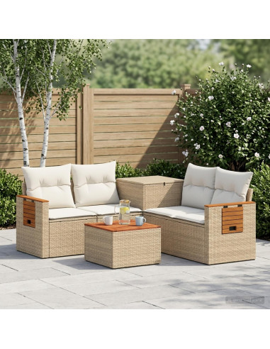Set di divani 6 pz Beige e Bianco Crema