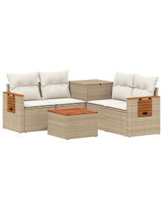 Set di divani 6 pz Beige e Bianco Crema 2