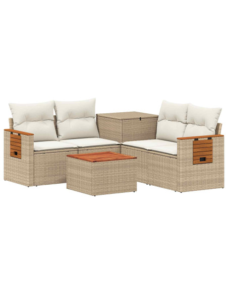 Set di divani 6 pz Beige e Bianco Crema
