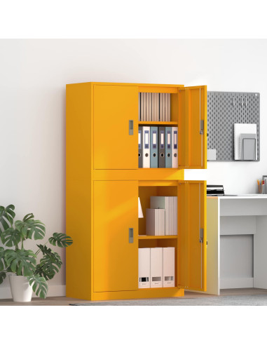 Armadio 2 pz Giallo Senape 80 x 40 x 160 cm Acciaio Bloccabile