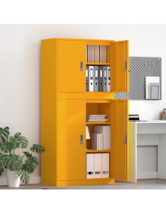 Armadio 2 pz Giallo Senape 80 x 40 x 175 cm Acciaio Bloccabile