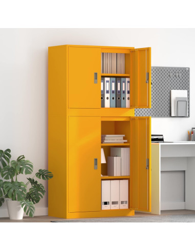 Armadio 2 pz Giallo Senape 80 x 40 x 175 cm Acciaio Bloccabile